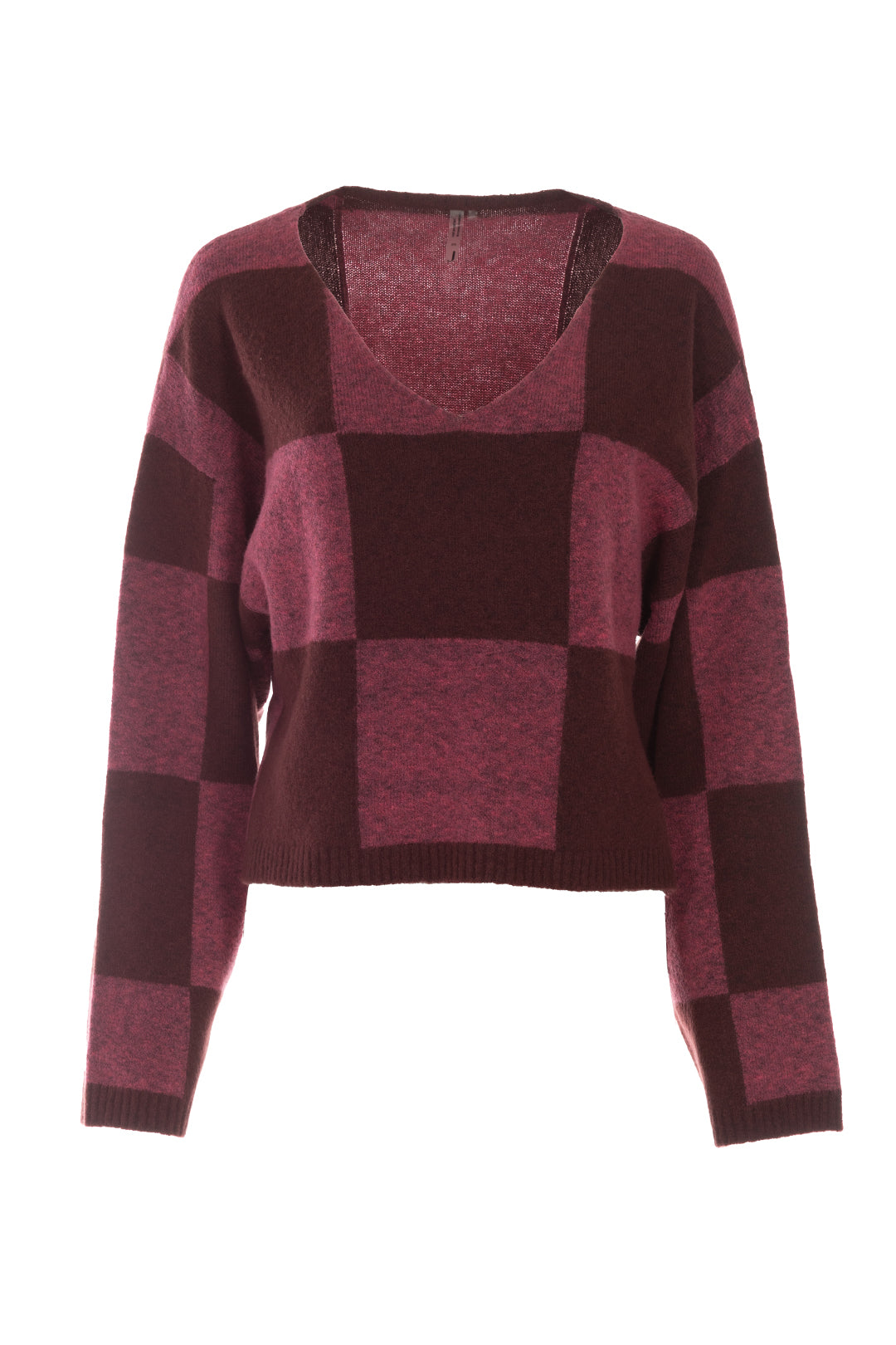 Pink and Red Plaid Knit Sweater | Check