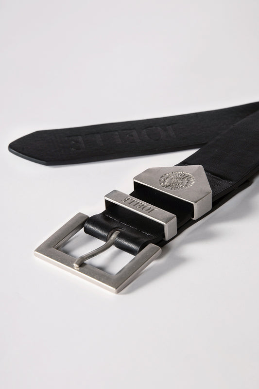 Black belt with brushed silver details | Muriel