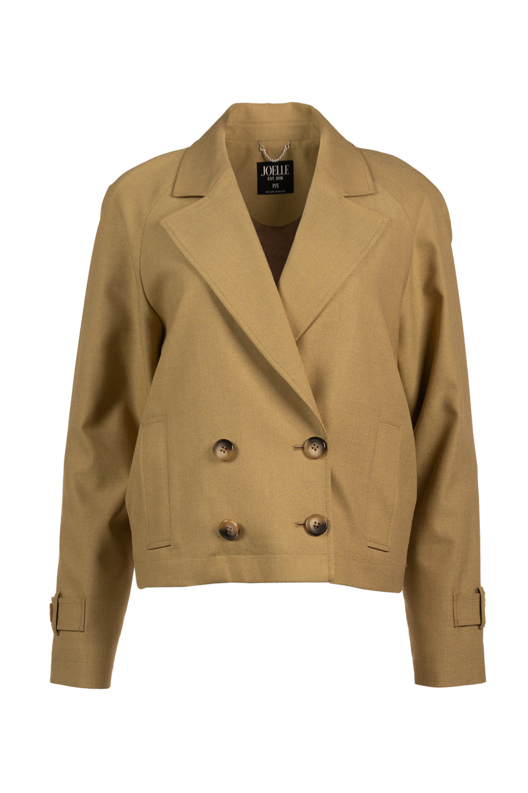 Mid-length ocher yellow jacket with fitted waist | State