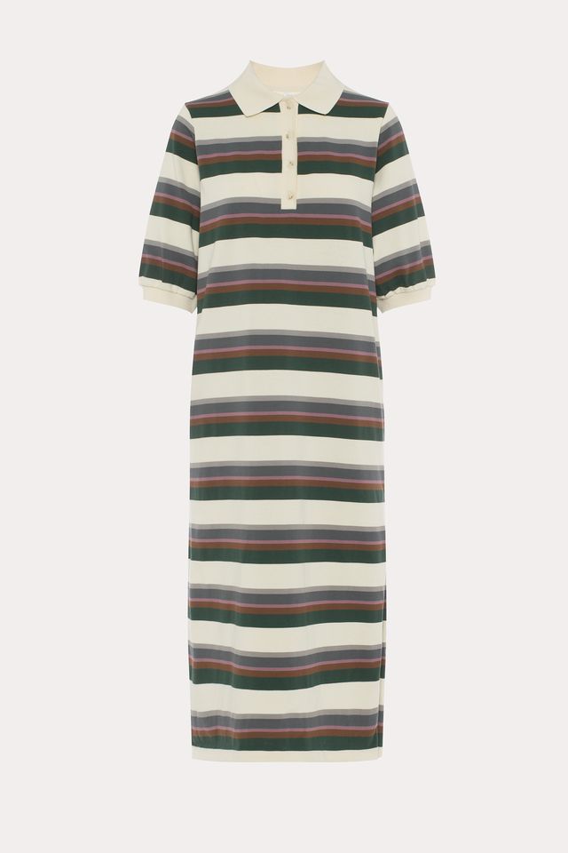 Zinnia | Robe polo rayée crème