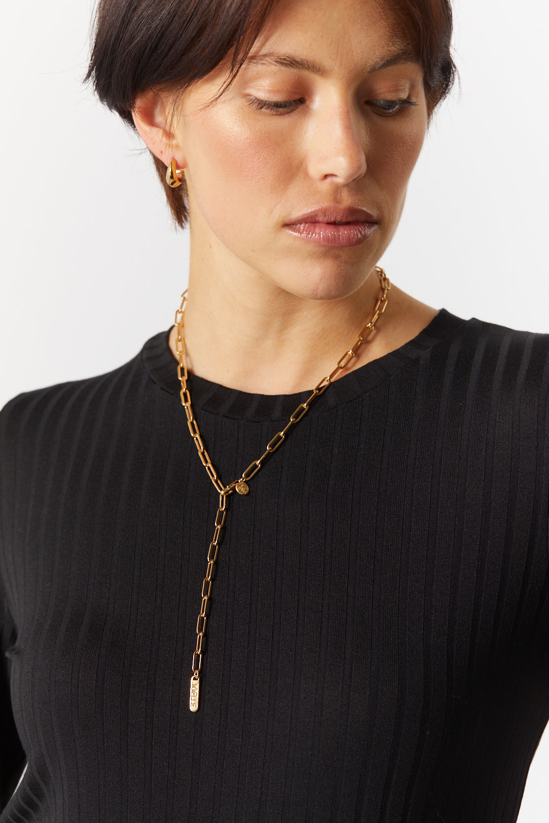 Gold square chain necklace | Sohan